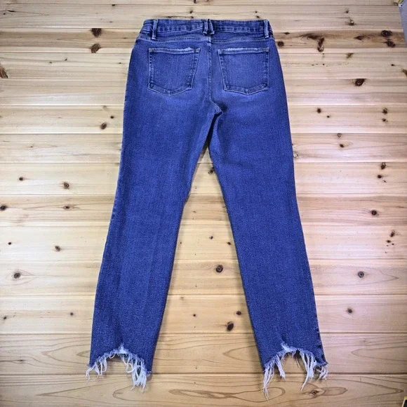 Good American Jeans Womens 6 Straight Leg High Rise Frayed Hem Denim Blue Jeans - Picture 4 of 7